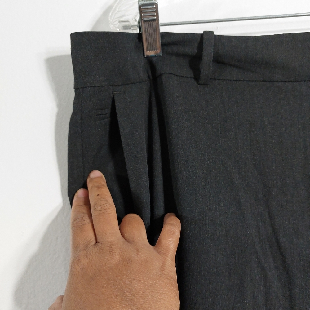 SOLD Ann Taylor Charcoal Gray Flat Front Straight Leg Dress Pants Size 16 - Picture 3 of 9